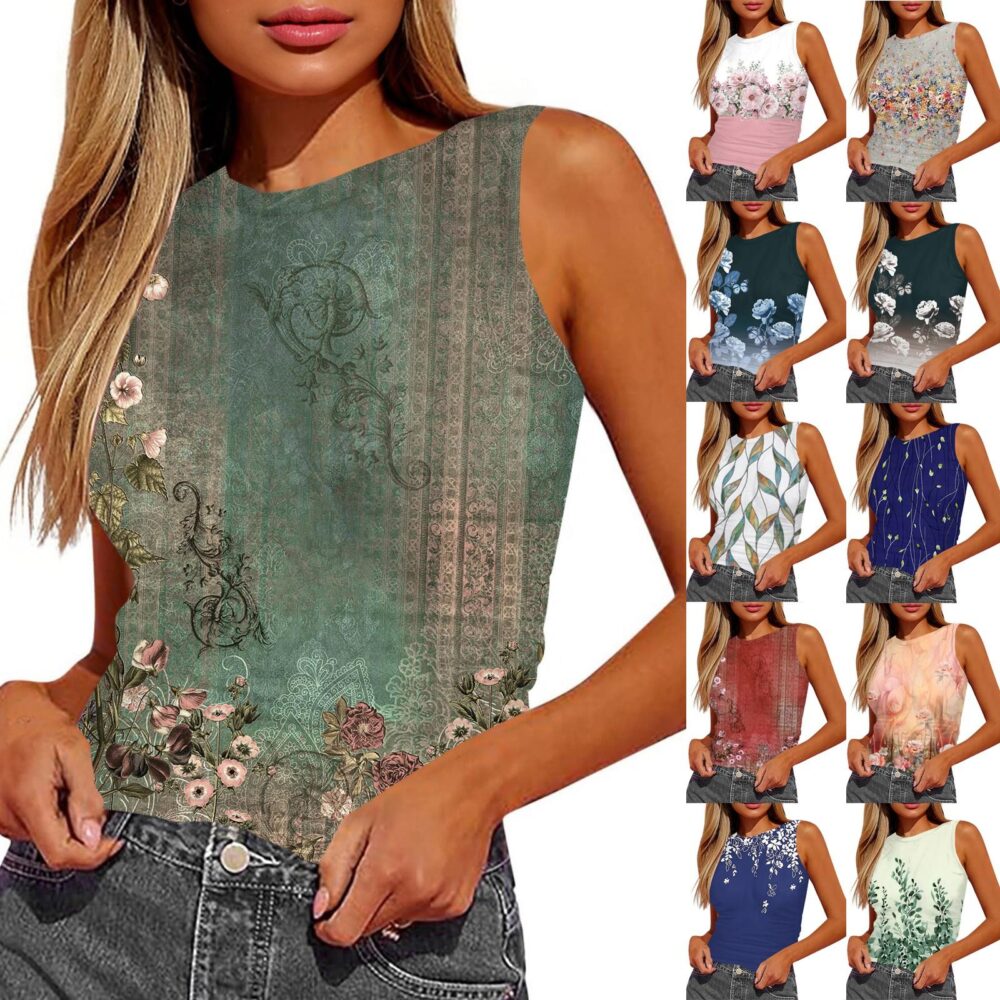 Women's Sleeveless Pleated Vest Shirt Top XL niebieski
