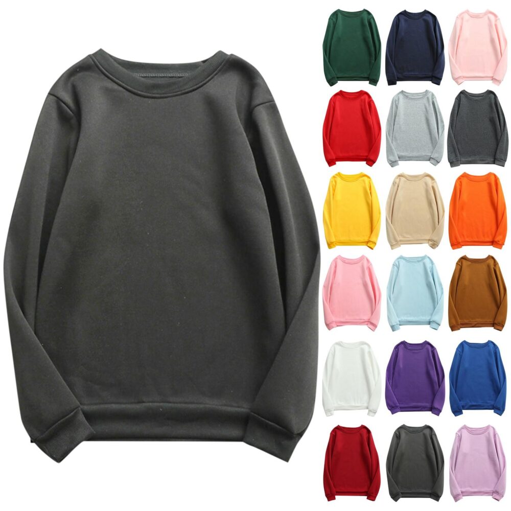 Women's Autumn And Winter Round Neck Long Sleeve Top Solid Color Casual Hoodie L pomarańczowy